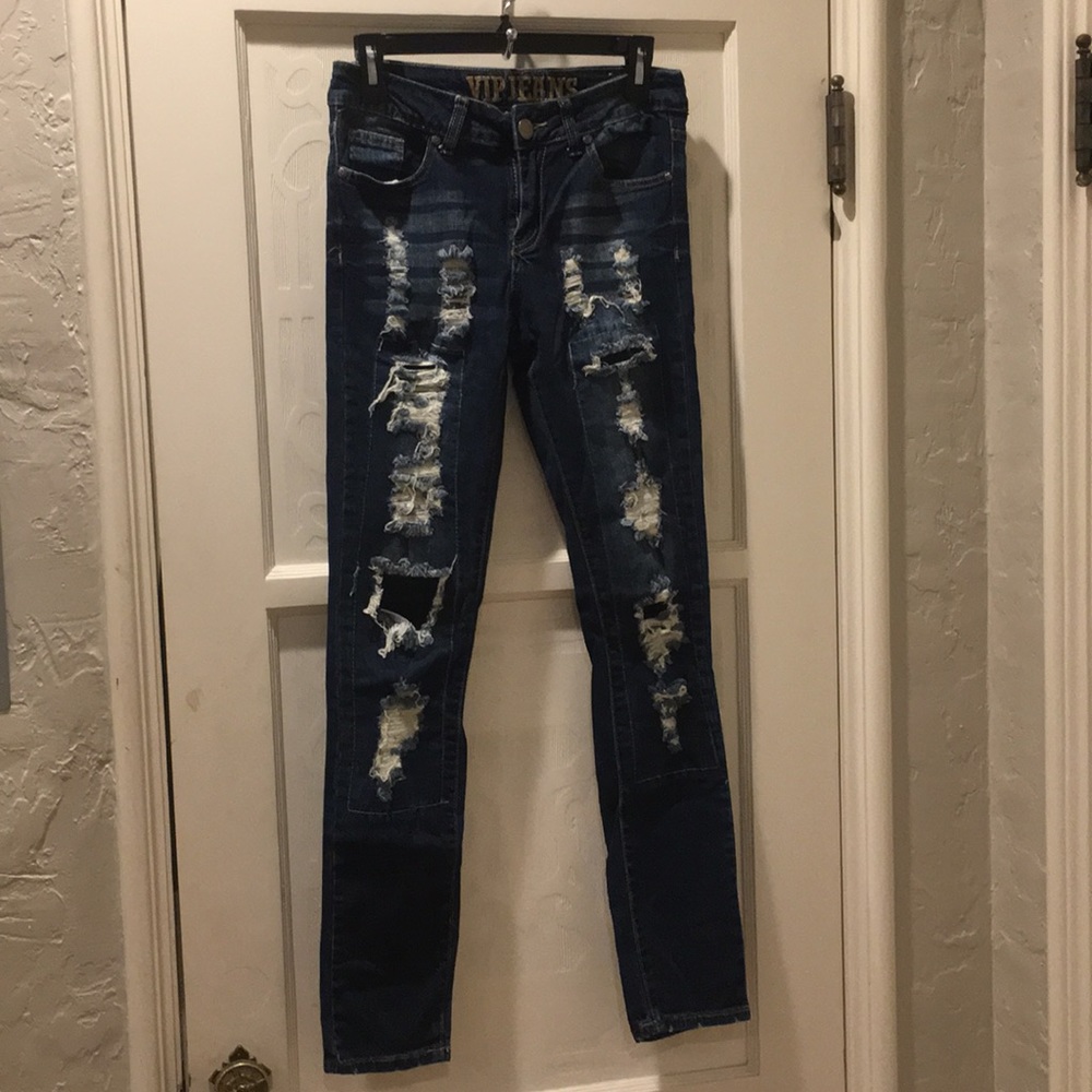 Faux Ripped Jeans